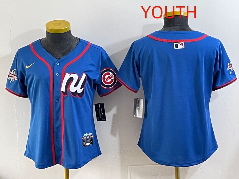Youth 2025 Chicago Cubs Blank Blue All star Nike MLB Jersey style 01->women mlb jersey->Women Jersey